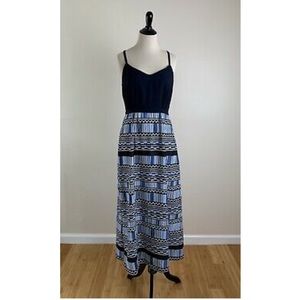 J Crew Sleeveless Maxi Dress, Navy / Pattern, Size 2